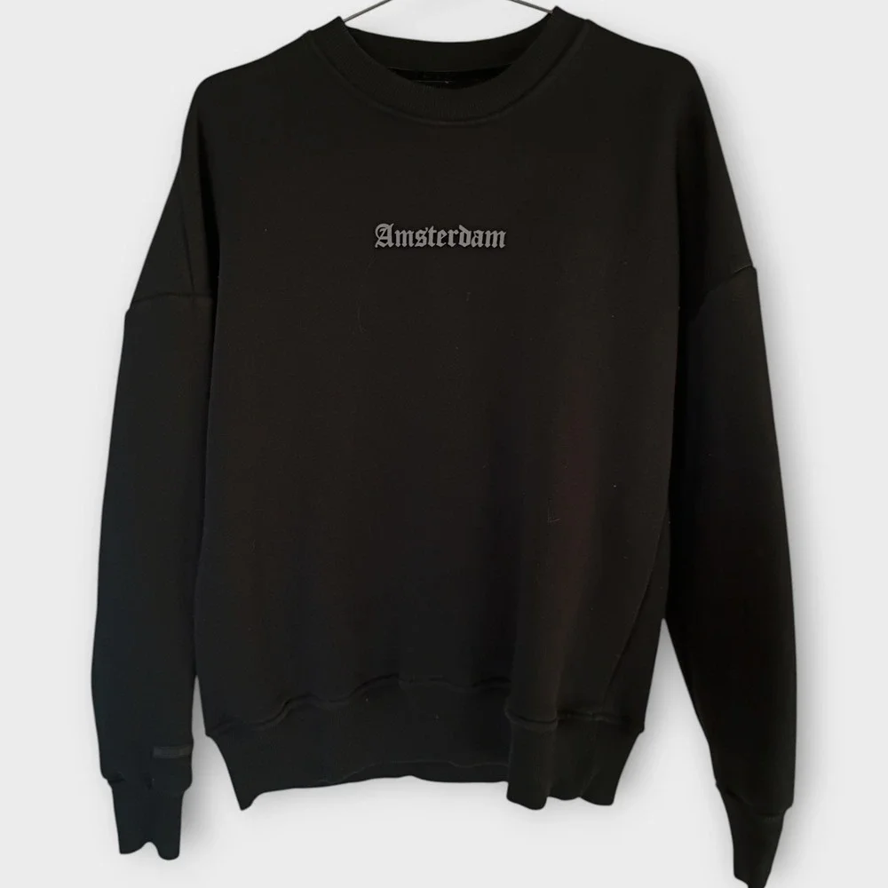 TRUST Amsterdam‎ Mens Sweatshirt Sz L Black Graphic Crewneck Streetwear Pullover